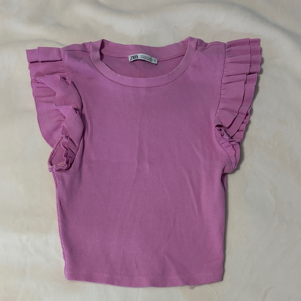 Zara Lilac Ruffle Sleeve Tee